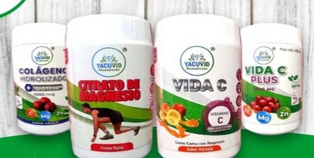 Línea Yacuvid: Colágeno hidrolizado, Citrato de magnesio, Vida C y Vida C Plus